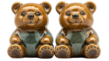 two brown bears sitting together. 