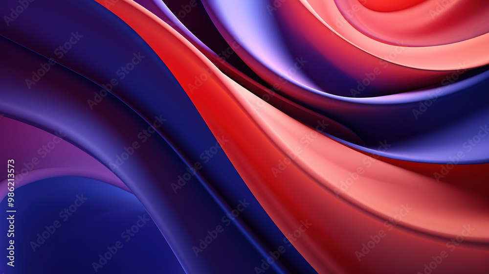 Poster vibrant abstract blue and purple waveform with fluid motion and colorful gradients