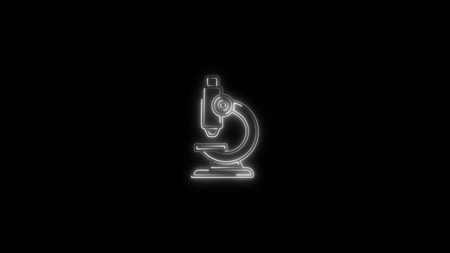 Neon lab microscope icon animation. Science laboratory icon