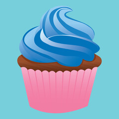 Delicious Blueberry Cupcakes Vector Illustration