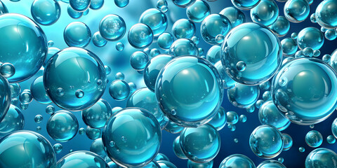 Abstract render of bubbles in aqua blue background, abstract,render, bubbles, aqua, blue, background, vibrant, colorful, liquid
