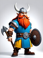 Naklejka premium 3D illustration Viking Cartoon with bold colors standing against. White background