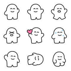 笑っているシンプルなキャラクター 9種類