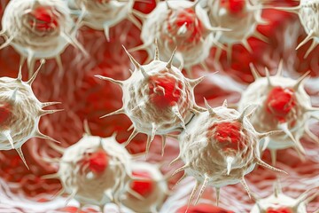 Microscopic image of erythrocytes undergoing deformation while traveling through the circulatory system