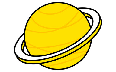 Simple line drawing of Saturn, isometric illustration