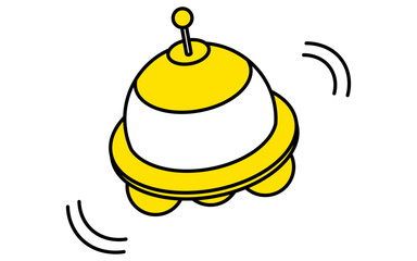 Simple line drawing of UFO, isometric illustration