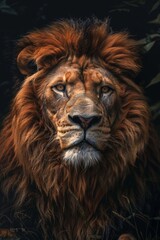 Majestic and Powerful Lion with Piercing Gaze in Dramatic Lighting
