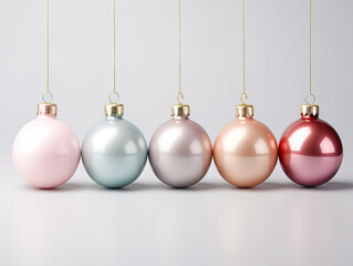 Fantastic Elegant Lineup of Sparkling Christmas Ornaments On a White or Clear Surface