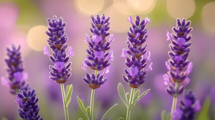 Close-up of blooming lavender flowers with a blurred background.