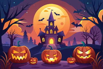 Fototapeta premium Halloween background flat illustration