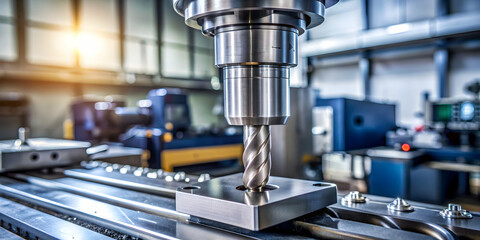 Industrial drilling milling metal cutting tool with carbide cutter insert in workshop , industrial