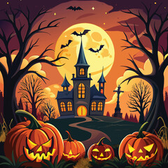 Fototapeta premium Halloween background flat illustration