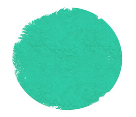 Brush stroke in a vibrant shade of turquoise forming a textured circle on a transparent background