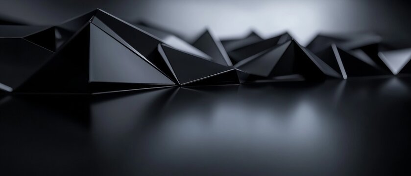 A black and white image of a mountain range with triangles