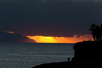 sunset at the sea in the evening
