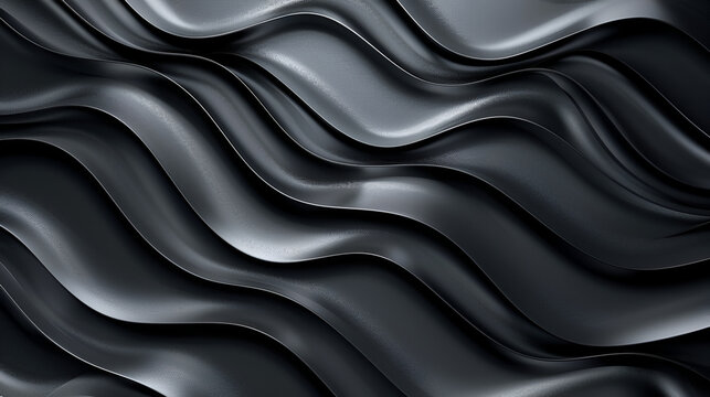 Dark abstract wave background with black textured folds, minimalist and sophisticated design, ideal for luxury, tech, and modern graphic projects