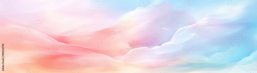 Wall mural A colorful sky with pink, blue and yellow clouds