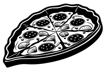 pizza black silhouette vector