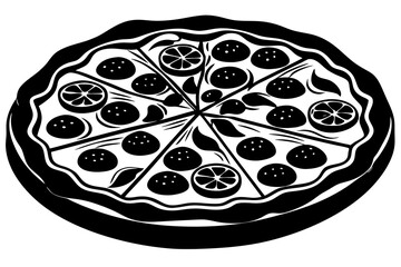 pizza black silhouette vector