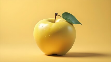 yellow apple with light yellow background