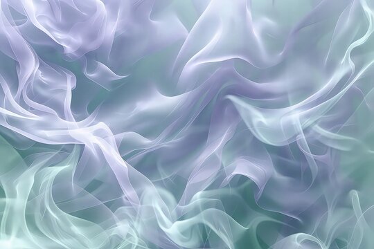 A gentle swirl of lavender and mint green smoke, creating a soothing and elegant visual. The smoke's delicate colors and soft movement evoke a sense of peace and elegance.