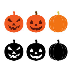 Set of Pumpkin Halloween icon vector. October celebration flat silhouette illustration design