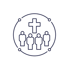 catholic community line icon, christian people vector