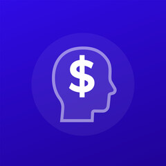 money thinking icon, transparent design