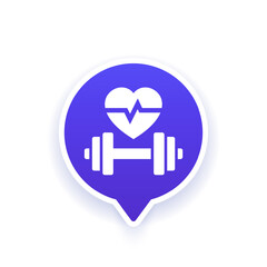 workout heart rate icon, pulse during exercise vector