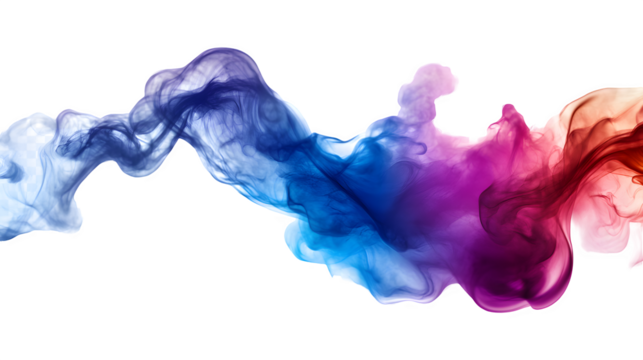 Dense blue red violet nebula (smoke, fog, fabric, wave, splash) on transparent background