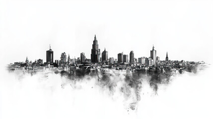 Naklejka premium Hermosillo, Mexico, black and white pen pencil hand-drawn effect drawing illustration for travel poster, card, wallpaper, backdrop or banner. Modern, clear, artistic and simple