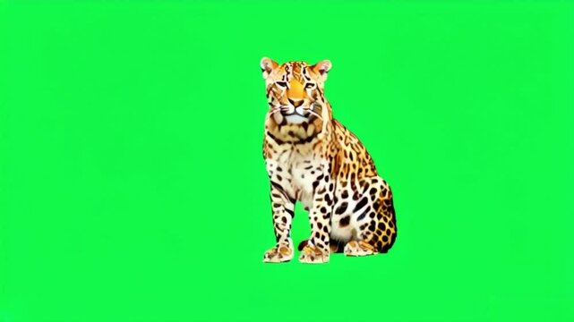 Animation leopard on green screen.