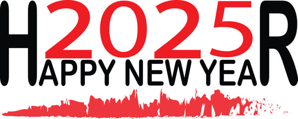 Happy new year 2025. Typography vector illustration.
