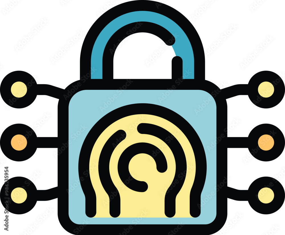 Poster digital security system is securing a computer network, with a fingerprint scanner as the main acces