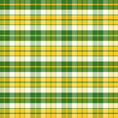Plaid with twill weave repeat pattern in green and yellow.Gingham seamless pattern with stripes.Checkered tartan Geometric graphic vector illustration background.