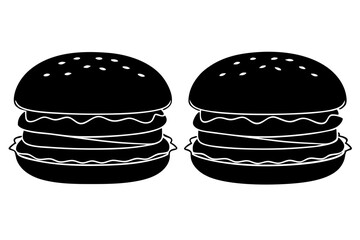 burger silhouette black icon vector