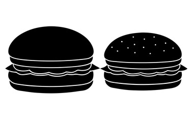 burger silhouette black icon vector