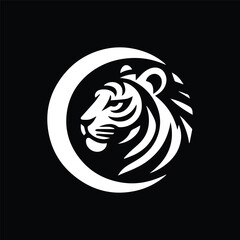 simple minimalist tiger head wild animal logo vector illustration template design
