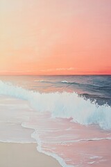 Dreamy Sunset Beach Ombre Background with Soft Waves and Pastel Hues in Impressionist Style