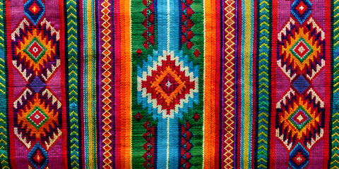 Traditional Hispanic textile with vibrant colors and intricate patterns, Hispanic, textile, fabric, colorful, vibrant
