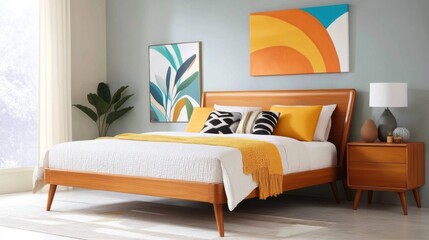 Modern Bedroom with Bright Colors and Minimalist Design