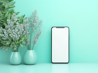 Minimalist Mockup with White Flowers and a Smartphone