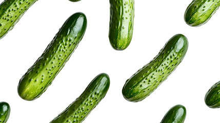 Seamless pattern of fresh cucumbers on transparent background