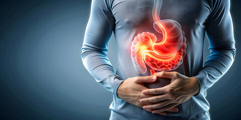 of human stomach pain and digestive problems, stomach ache, indigestion, gastrointestinal issues