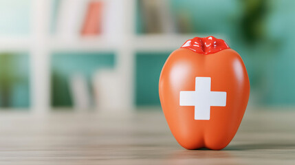 High-resolution 3D illustration of CPR with AED training, featuring a blurred background for text space. Ideal for educational and health-related content.