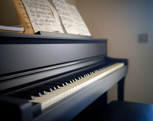 close-up of a piano keyboard fragment