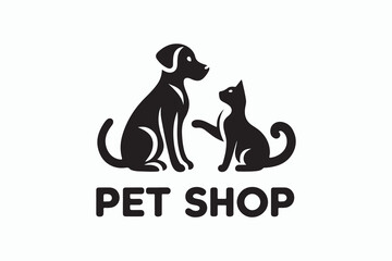 Dog and cat silhouette illustration isolated on a white background