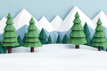 Discover a serene winter wonderland in this low poly landscape infographic, showcasing the beauty of polar nature through vibrant illustration art. Perfect for seasonal designs.