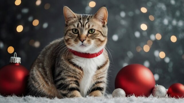 image of a cat dressed in a festive Christmas costume
