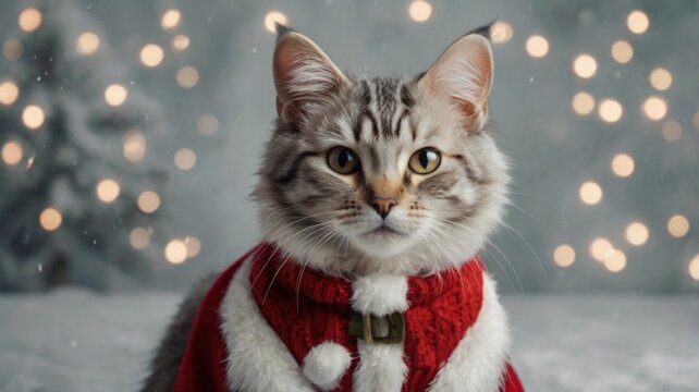 image of a cat dressed in a festive Christmas costume